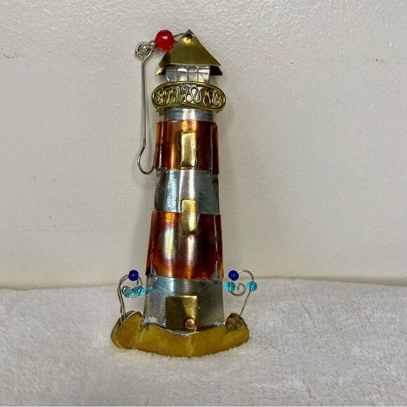Lighthouse Ornament Christmas Metal Copper Xmas Decor Holiday Gift Present - Picture 2 of 10